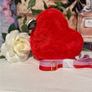 Bath and Body Works: Emily in Paris Red Heart-Shaped Faux Fur Bag